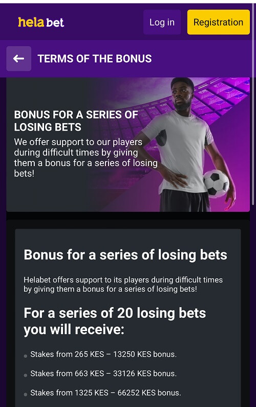 helabet bonus for a series of losing bets